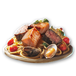 Паста с морепродуктами темного дракона